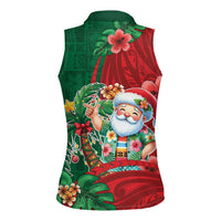 Hawaii Christmas Women Sleeveless Polo Shirt Mele Kalikimaka Funny Hawaiian Santa - Polynesian Pride
