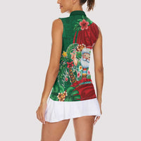 Hawaii Christmas Women Sleeveless Polo Shirt Mele Kalikimaka Funny Hawaiian Santa - Polynesian Pride
