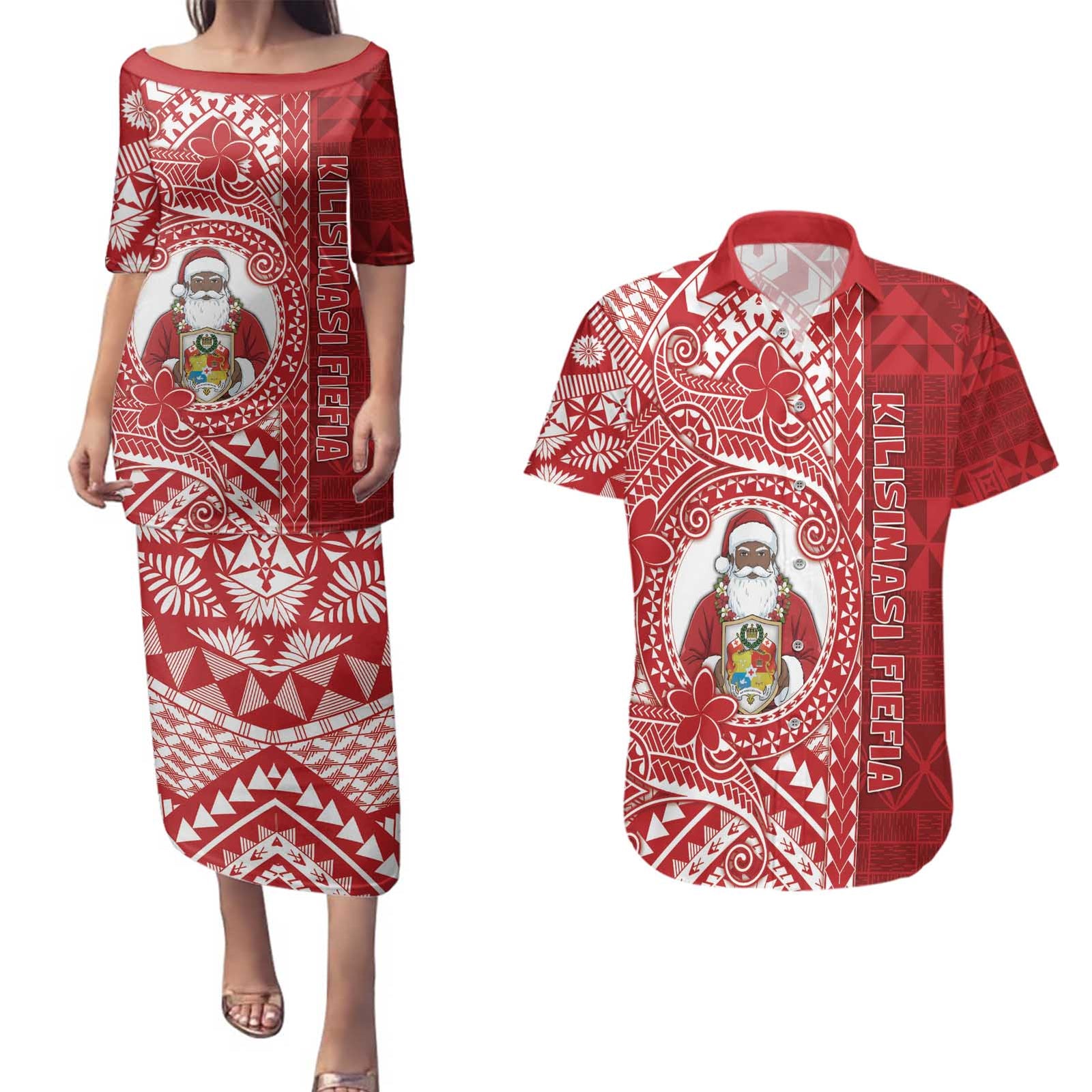 Tonga Christmas Couples Matching Puletasi and Hawaiian Shirt Kilisimasi Fiefia - Polynesian Pride