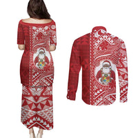 Tonga Christmas Couples Matching Puletasi and Long Sleeve Button Shirt Kilisimasi Fiefia - Polynesian Pride
