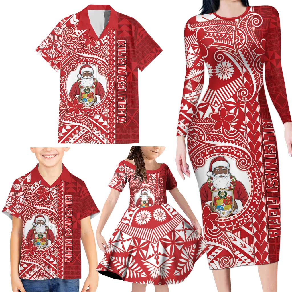 Tonga Christmas Family Matching Long Sleeve Bodycon Dress and Hawaiian Shirt Kilisimasi Fiefia - Polynesian Pride