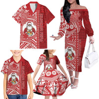 Tonga Christmas Family Matching Off The Shoulder Long Sleeve Dress and Hawaiian Shirt Kilisimasi Fiefia - Polynesian Pride