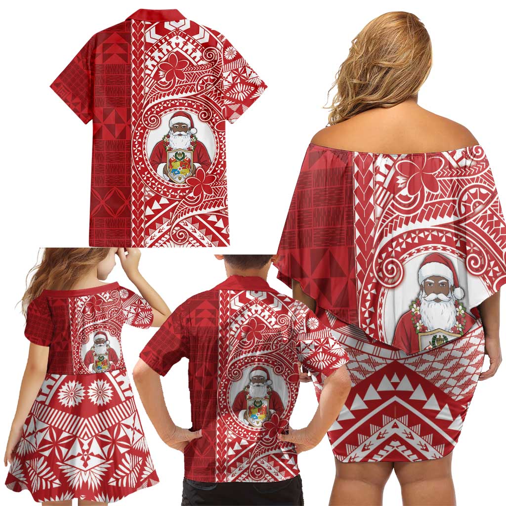 Tonga Christmas Family Matching Off Shoulder Short Dress and Hawaiian Shirt Kilisimasi Fiefia - Polynesian Pride