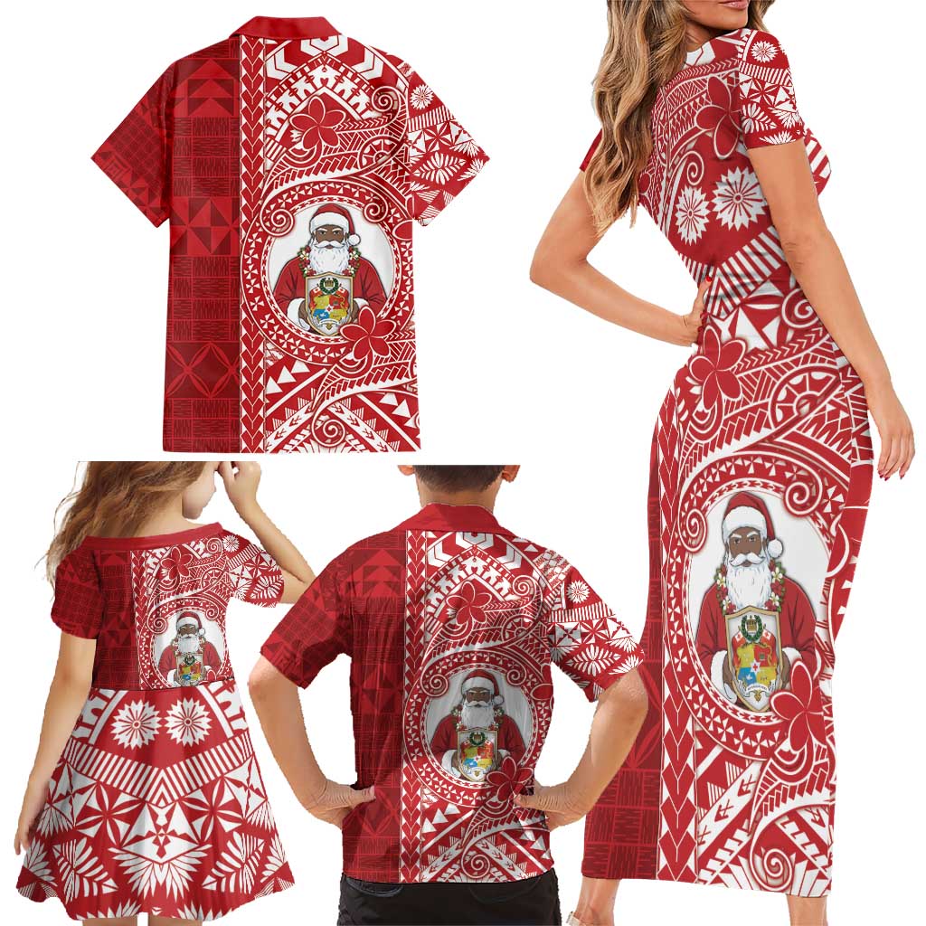 Tonga Christmas Family Matching Short Sleeve Bodycon Dress and Hawaiian Shirt Kilisimasi Fiefia - Polynesian Pride