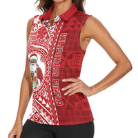 Tonga Christmas Women Sleeveless Polo Shirt Kilisimasi Fiefia - Polynesian Pride