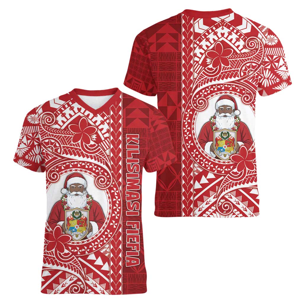 Tonga Christmas Women V-Neck T-Shirt Kilisimasi Fiefia - Polynesian Pride
