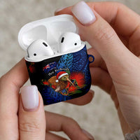 New Zealand Christmas AirPods Case Santa Kiwi Bird With Pohutukawa Flowers - Polynesian Pride