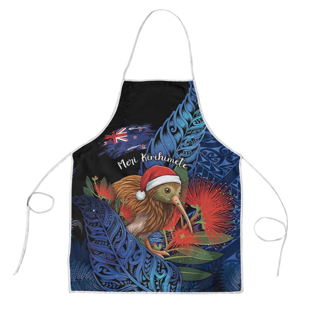 New Zealand Christmas Apron Santa Kiwi Bird With Pohutukawa Flowers - Polynesian Pride