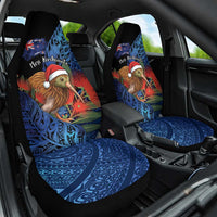 New Zealand Christmas Car Seat Cover Santa Kiwi Bird With Pohutukawa Flowers - Polynesian Pride