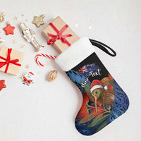 Personalised New Zealand Christmas Stocking Santa Kiwi Bird With Pohutukawa Flowers - Polynesian Pride
