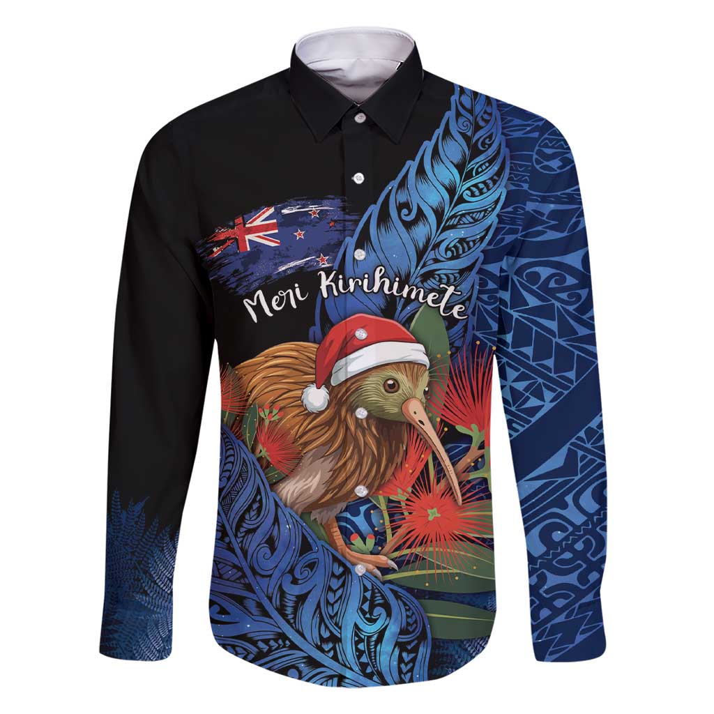 Personalised New Zealand Christmas Family Matching Short Sleeve Bodycon Dress and Hawaiian Shirt Santa Kiwi Bird With Pohutukawa Flowers - Polynesian Pride