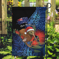 New Zealand Christmas Garden Flag Santa Kiwi Bird With Pohutukawa Flowers - Polynesian Pride