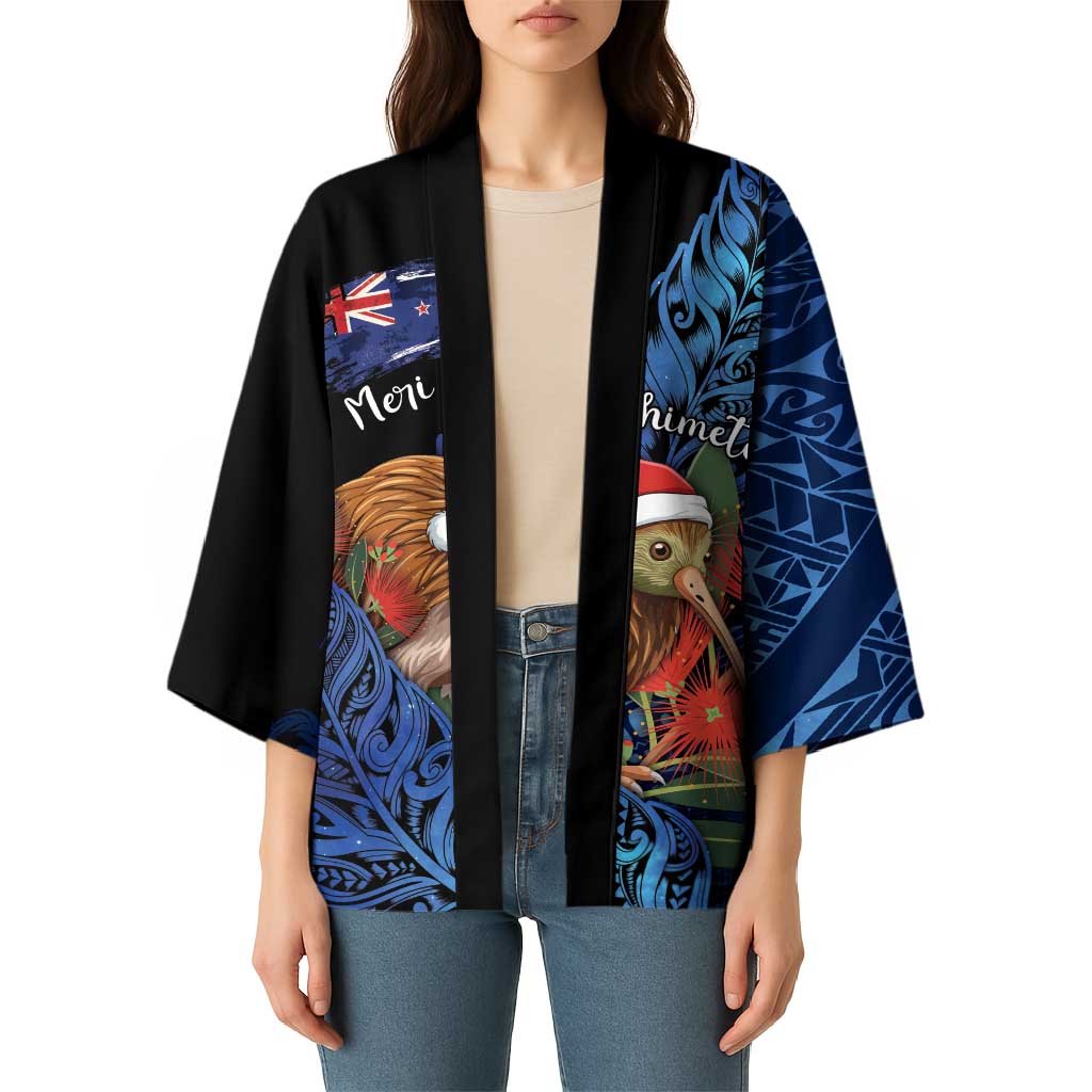 Personalised New Zealand Christmas Kimono Santa Kiwi Bird With Pohutukawa Flowers - Polynesian Pride