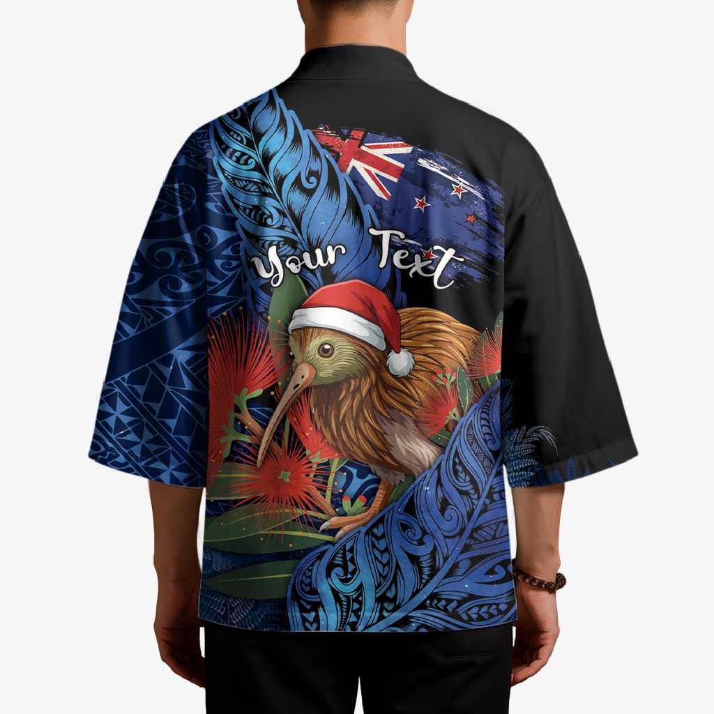 Personalised New Zealand Christmas Kimono Santa Kiwi Bird With Pohutukawa Flowers - Polynesian Pride