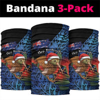 New Zealand Christmas Neck Gaiter Santa Kiwi Bird With Pohutukawa Flowers - Polynesian Pride
