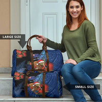 New Zealand Christmas Travel Bag Santa Kiwi Bird With Pohutukawa Flowers - Polynesian Pride