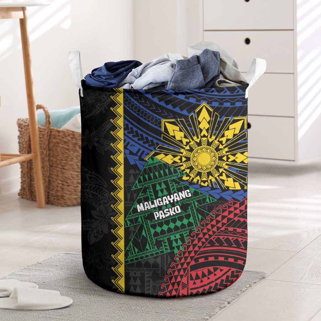Philippines Christmas Laundry Basket Xmas Tree Filipino Tribal Patterns - Polynesian Pride
