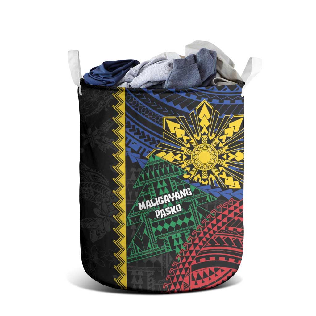 Philippines Christmas Laundry Basket Xmas Tree Filipino Tribal Patterns - Polynesian Pride