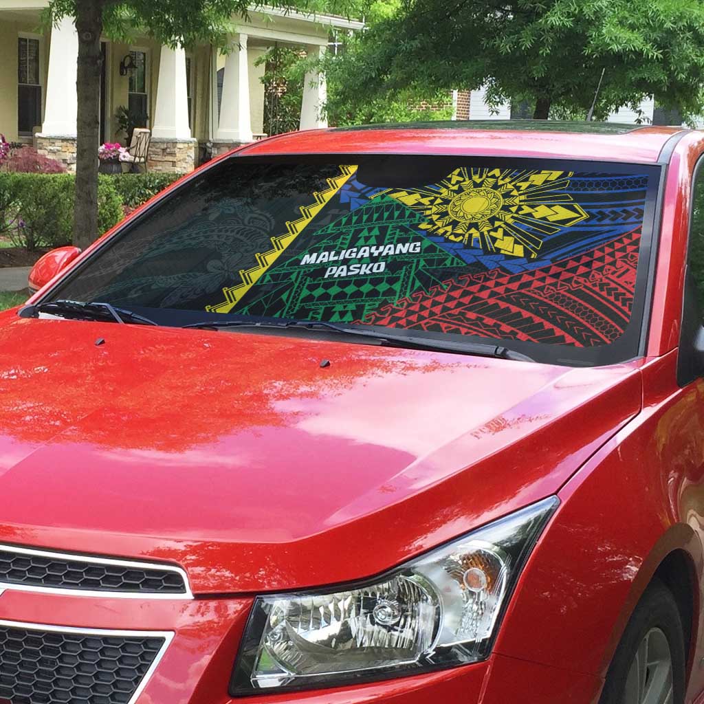 Philippines Christmas Auto Sun Shade Xmas Tree Filipino Tribal Patterns - Polynesian Pride