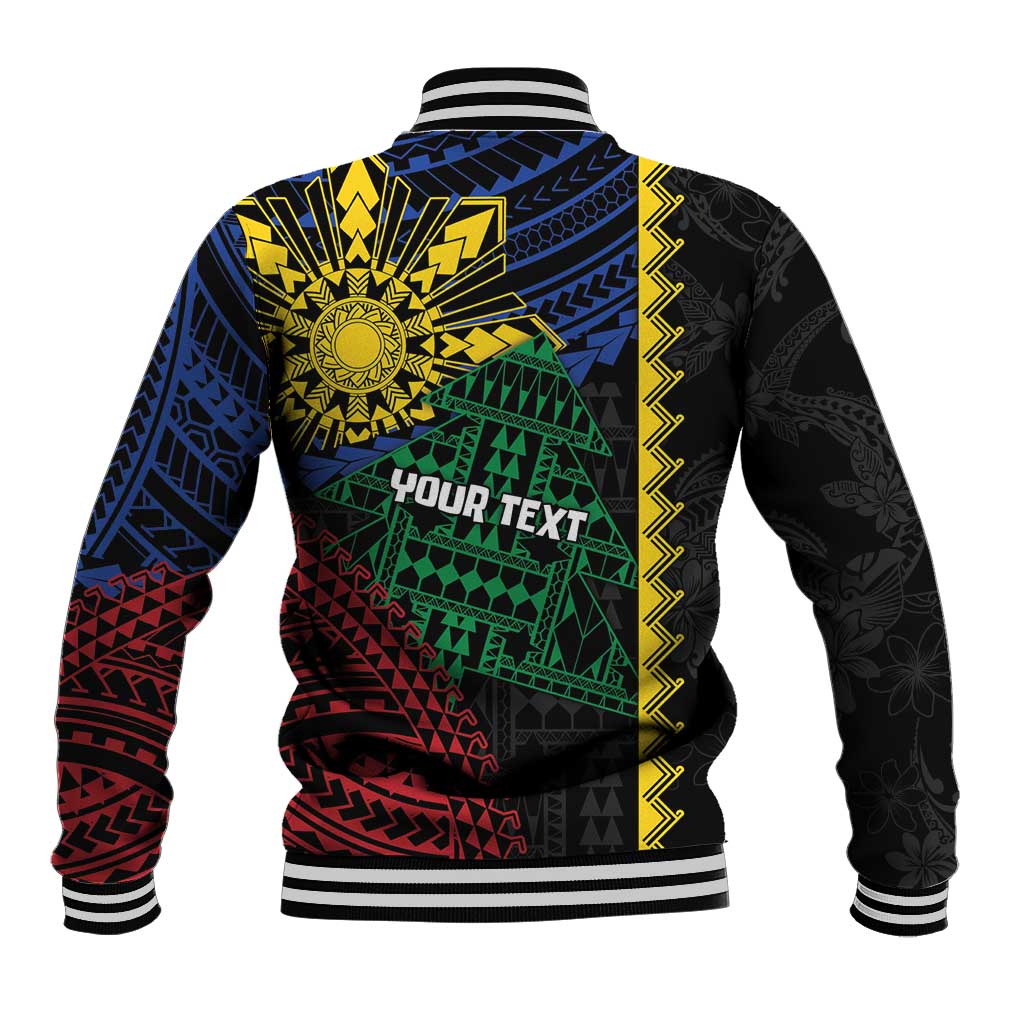 Personalised Philippines Christmas Baseball Jacket Xmas Tree Filipino Tribal Patterns - Polynesian Pride
