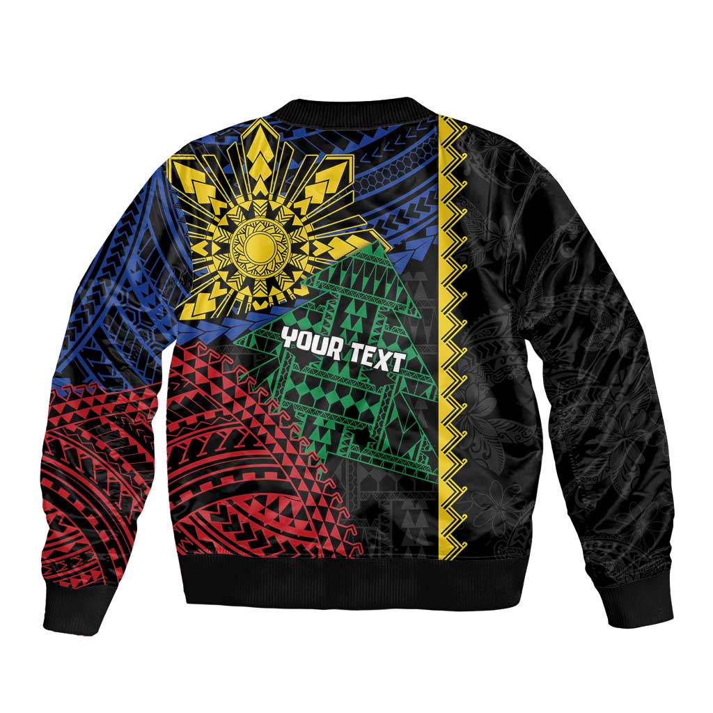 Personalised Philippines Christmas Bomber Jacket Xmas Tree Filipino Tribal Patterns - Polynesian Pride