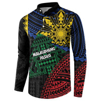 Personalised Philippines Christmas Button Sweatshirt Xmas Tree Filipino Tribal Patterns - Polynesian Pride