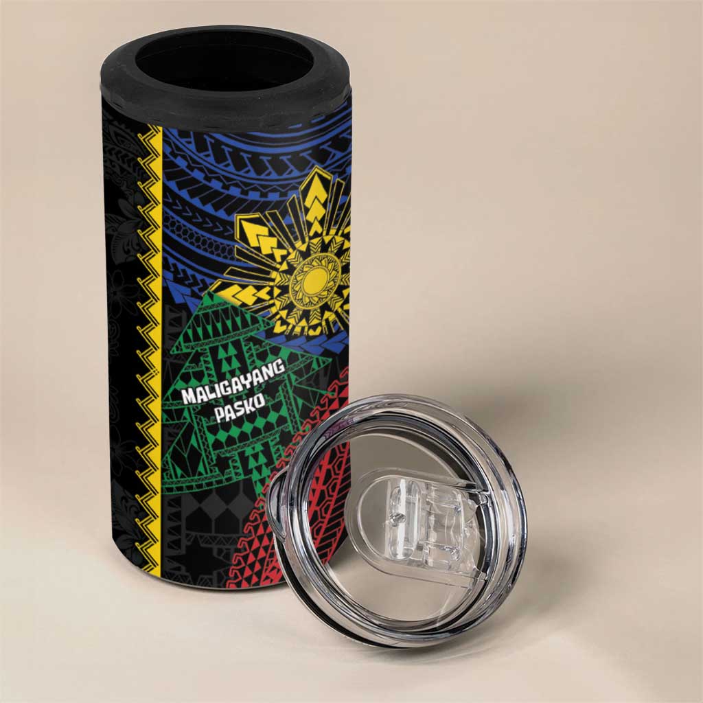 Personalised Philippines Christmas 4 in 1 Can Cooler Tumbler Xmas Tree Filipino Tribal Patterns - Polynesian Pride