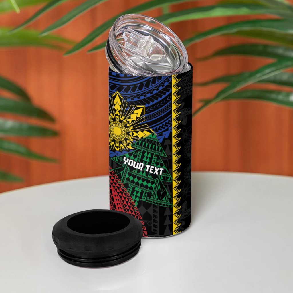 Personalised Philippines Christmas 4 in 1 Can Cooler Tumbler Xmas Tree Filipino Tribal Patterns - Polynesian Pride
