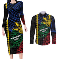 Personalised Philippines Christmas Couples Matching Long Sleeve Bodycon Dress and Long Sleeve Button Shirt Xmas Tree Filipino Tribal Patterns - Polynesian Pride