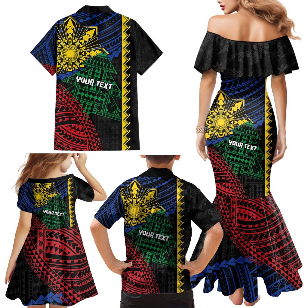 Personalised Philippines Christmas Family Matching Mermaid Dress and Hawaiian Shirt Xmas Tree Filipino Tribal Patterns - Polynesian Pride