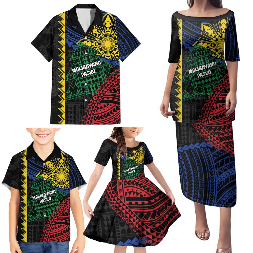 Personalised Philippines Christmas Family Matching Puletasi and Hawaiian Shirt Xmas Tree Filipino Tribal Patterns - Polynesian Pride