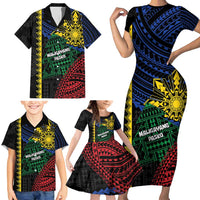 Personalised Philippines Christmas Family Matching Short Sleeve Bodycon Dress and Hawaiian Shirt Xmas Tree Filipino Tribal Patterns - Polynesian Pride