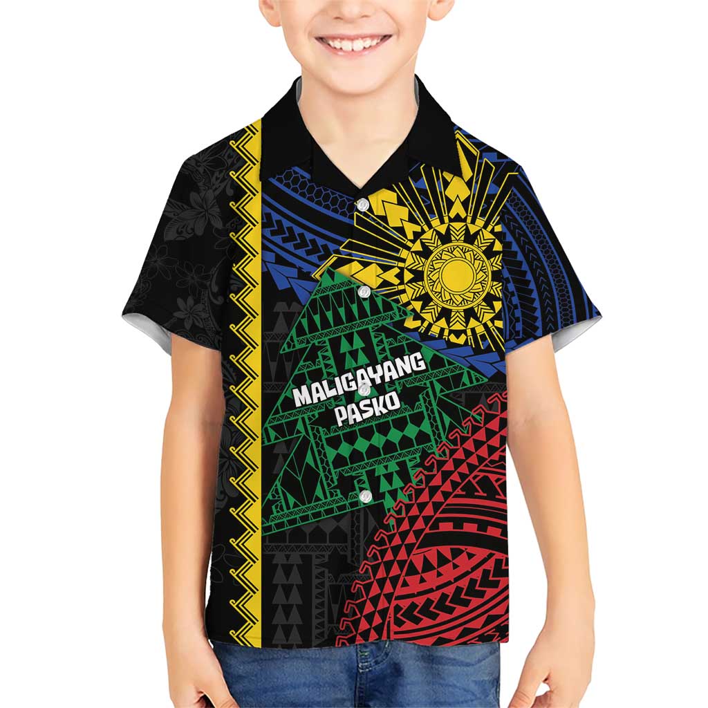 Personalised Philippines Christmas Family Matching Short Sleeve Bodycon Dress and Hawaiian Shirt Xmas Tree Filipino Tribal Patterns - Polynesian Pride