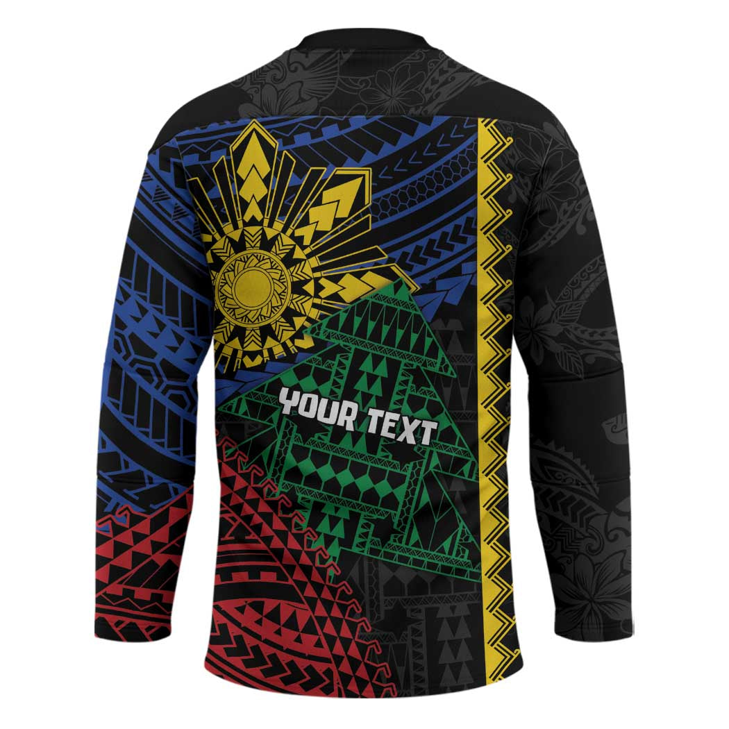 Personalised Philippines Christmas Hockey Jersey Xmas Tree Filipino Tribal Patterns - Polynesian Pride