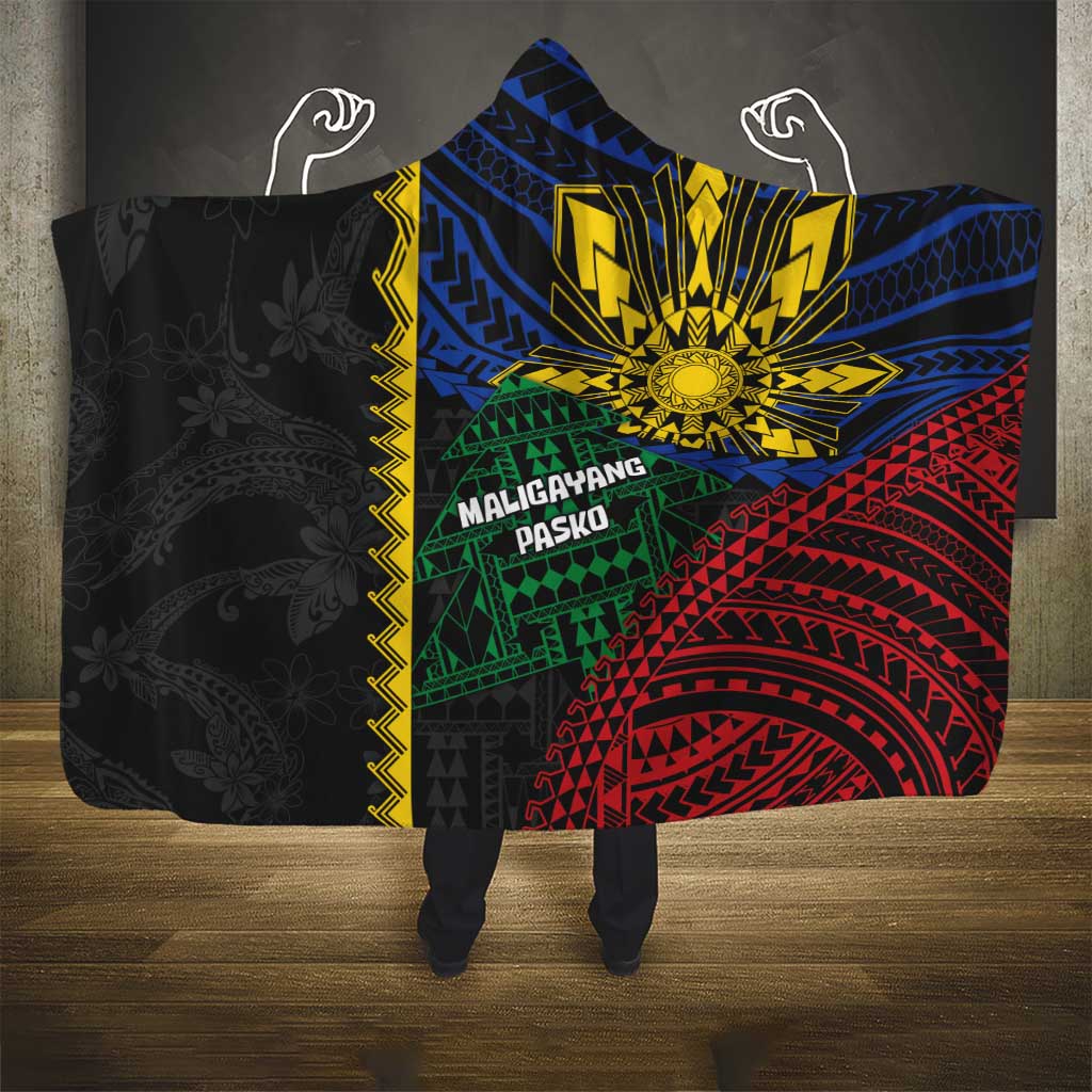 Philippines Christmas Hooded Blanket Xmas Tree Filipino Tribal Patterns - Polynesian Pride