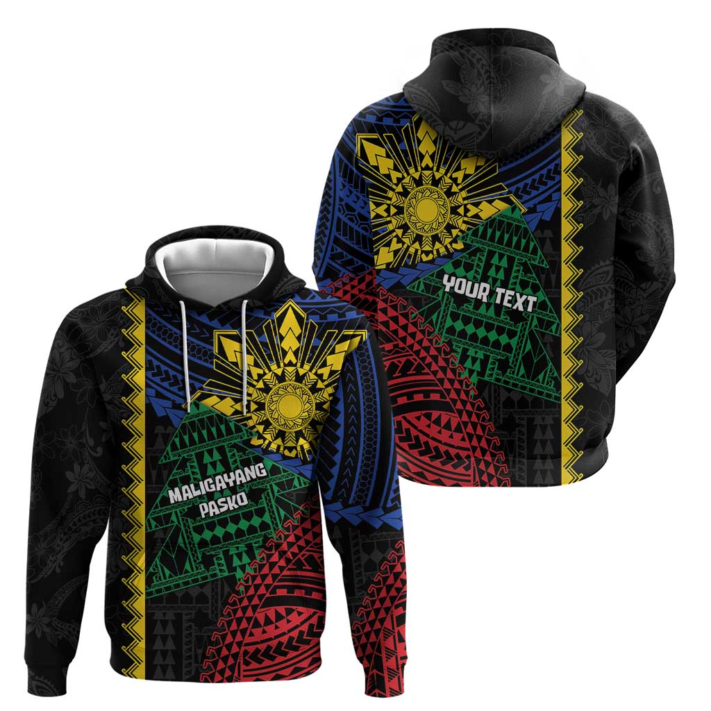 Personalised Philippines Christmas Hoodie Xmas Tree Filipino Tribal Patterns - Polynesian Pride