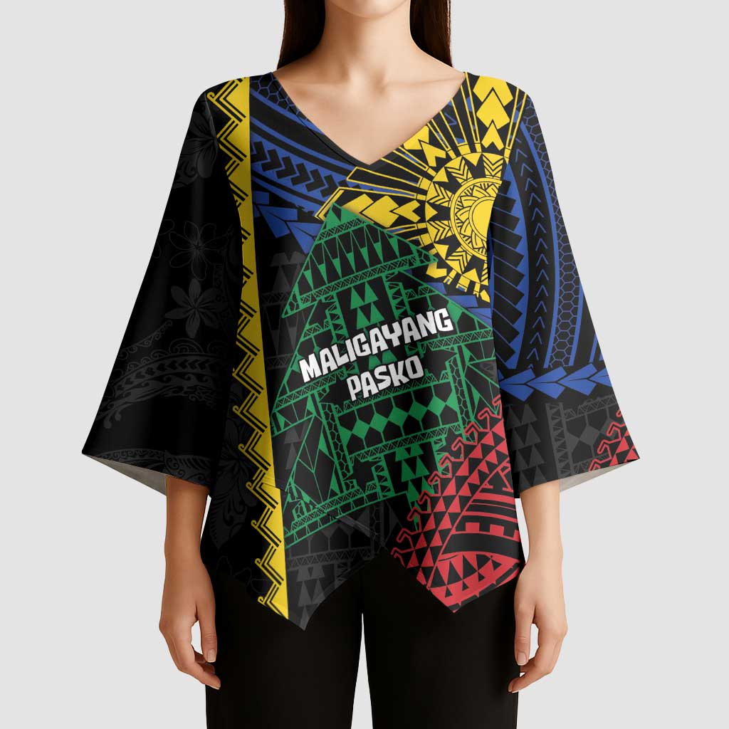 Personalised Philippines Christmas Kimono Sleeve Blouse Xmas Tree Filipino Tribal Patterns - Polynesian Pride