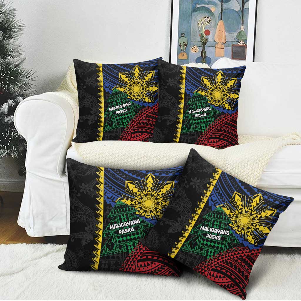 Philippines Christmas Pillow Cover Xmas Tree Filipino Tribal Patterns - Polynesian Pride
