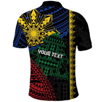 Personalised Philippines Christmas Polo Shirt Xmas Tree Filipino Tribal Patterns - Polynesian Pride