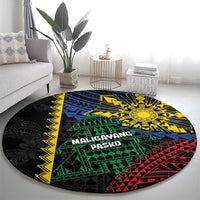 Philippines Christmas Round Carpet Xmas Tree Filipino Tribal Patterns - Polynesian Pride