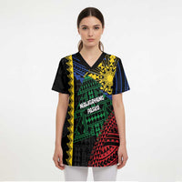 Personalised Philippines Christmas Scrub Top Xmas Tree Filipino Tribal Patterns - Polynesian Pride