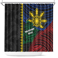 Philippines Christmas Shower Curtain Xmas Tree Filipino Tribal Patterns - Polynesian Pride