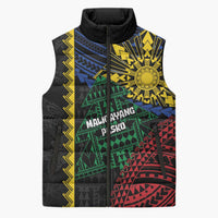 Personalised Philippines Christmas Sleeveless Puffer Jacket Xmas Tree Filipino Tribal Patterns - Polynesian Pride