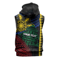 Personalised Philippines Christmas Sleeveless Zip Hoodie Xmas Tree Filipino Tribal Patterns - Polynesian Pride