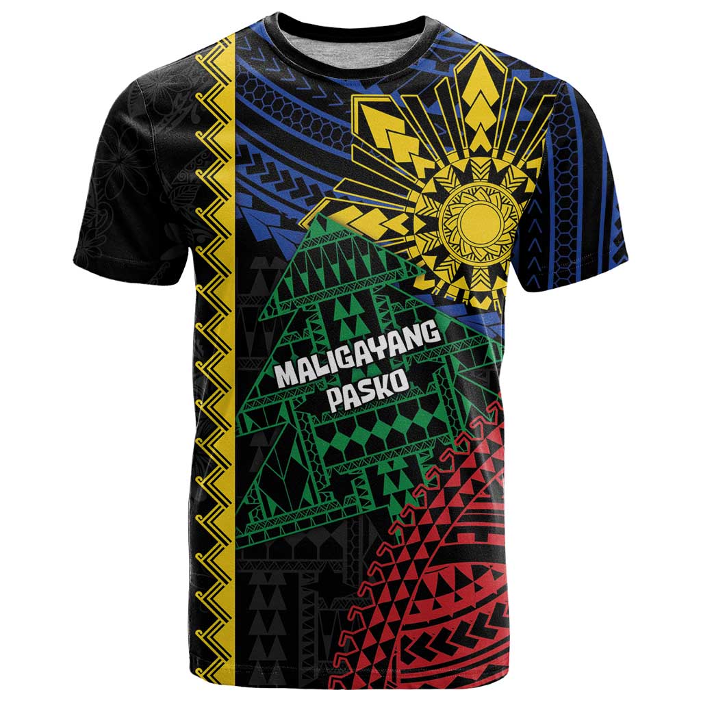 Personalised Philippines Christmas T Shirt Xmas Tree Filipino Tribal Patterns - Polynesian Pride