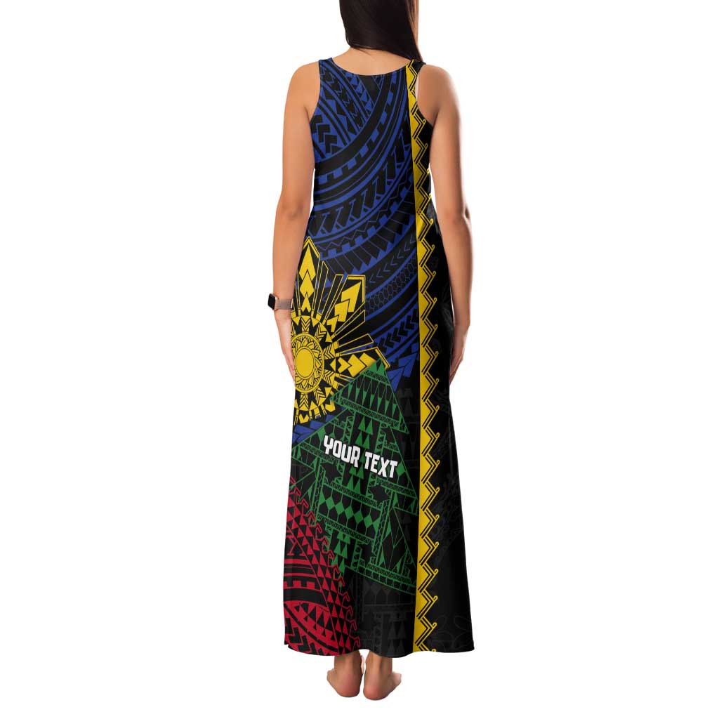 Personalised Philippines Christmas Tank Maxi Dress Xmas Tree Filipino Tribal Patterns - Polynesian Pride
