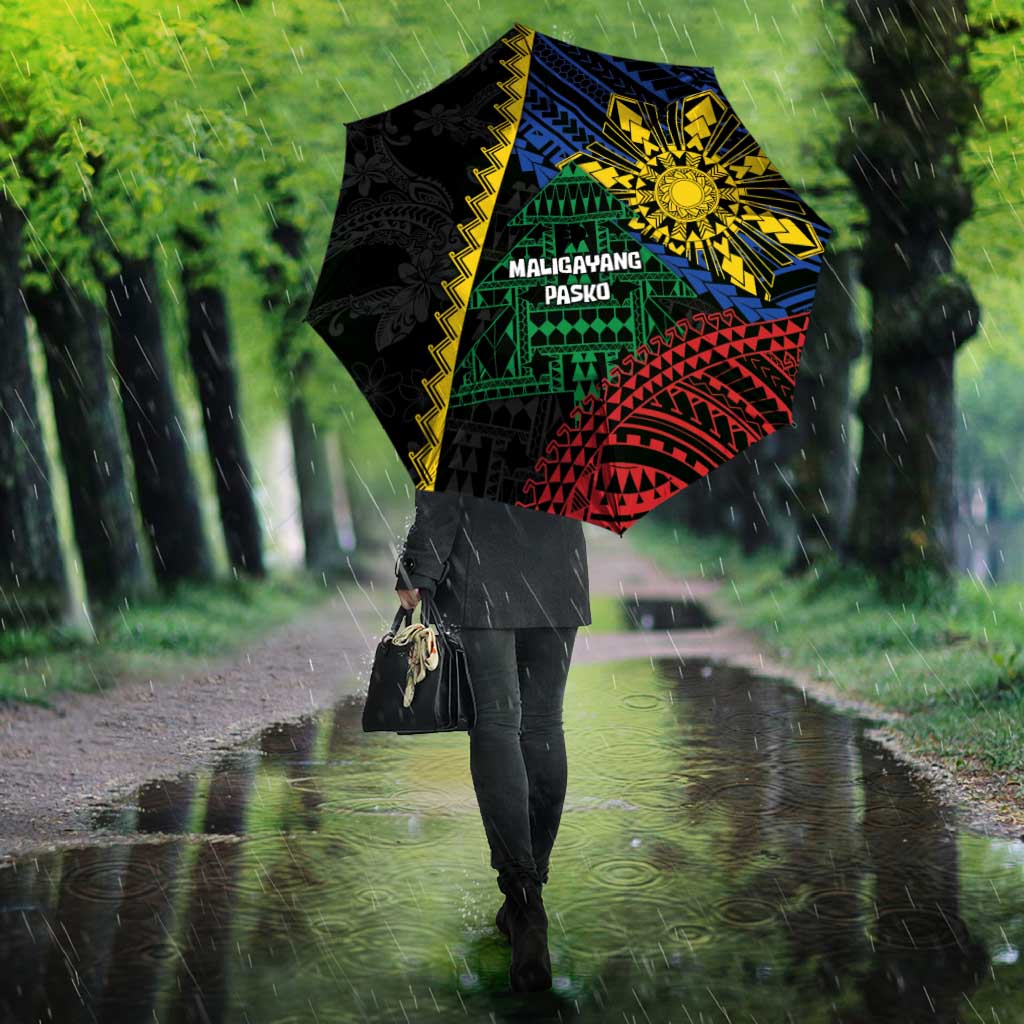 Philippines Christmas Umbrella Xmas Tree Filipino Tribal Patterns - Polynesian Pride