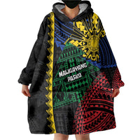 Personalised Philippines Christmas Wearable Blanket Hoodie Xmas Tree Filipino Tribal Patterns - Polynesian Pride