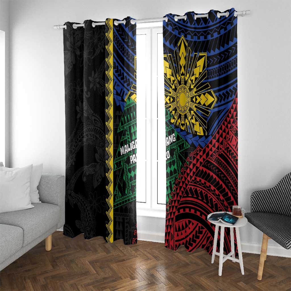 Philippines Christmas Window Curtain Xmas Tree Filipino Tribal Patterns - Polynesian Pride