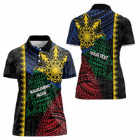 Personalised Philippines Christmas Women Polo Shirt Xmas Tree Filipino Tribal Patterns - Polynesian Pride